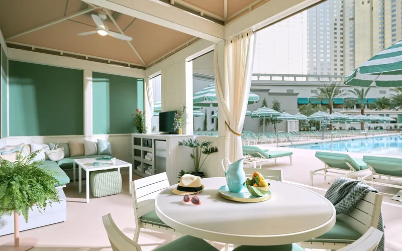 Poolside seating at Park MGM Las Vegas